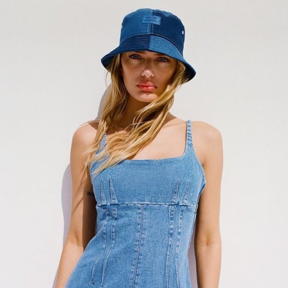 Structured form fitting denim mini Dress - Picture 1 of 6
